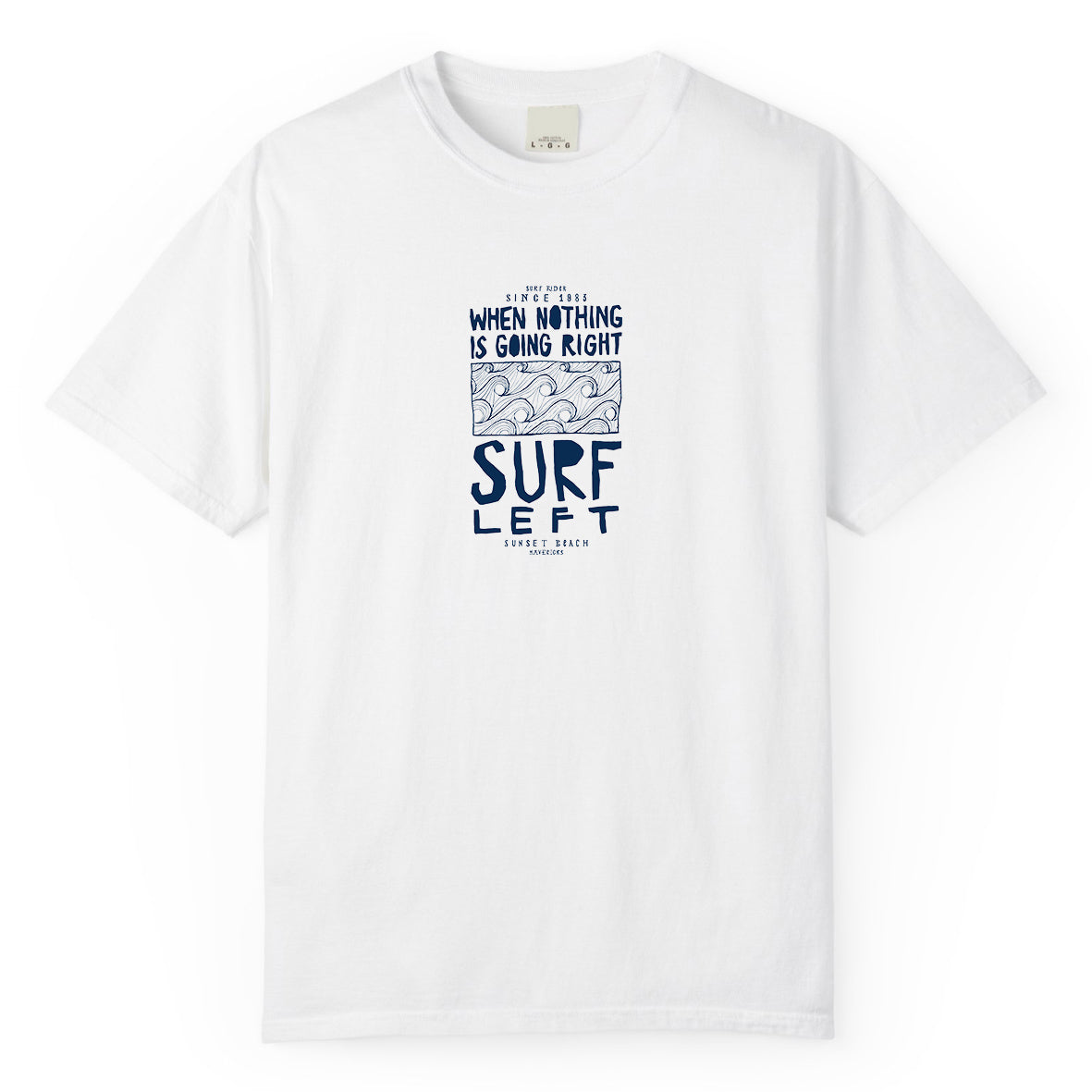 Surf Left כחול – טי שרט לבנה